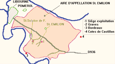 Situation du château Bertinat Lartigue et ses vignobles